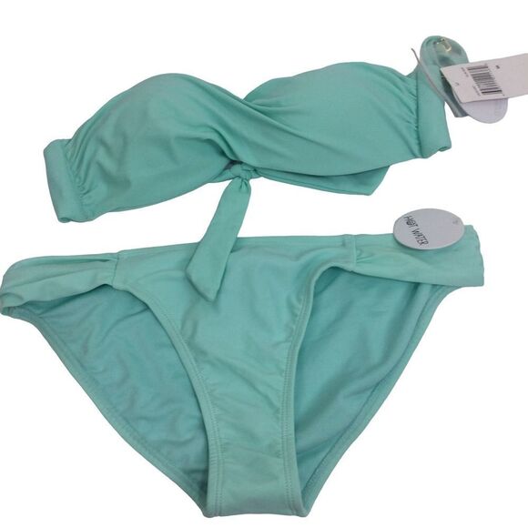 Hot Water Two Piece Strapless Tie Back Bikini Swimsuit Swimwear Aqua Size M NWT - Picture 1 of 7